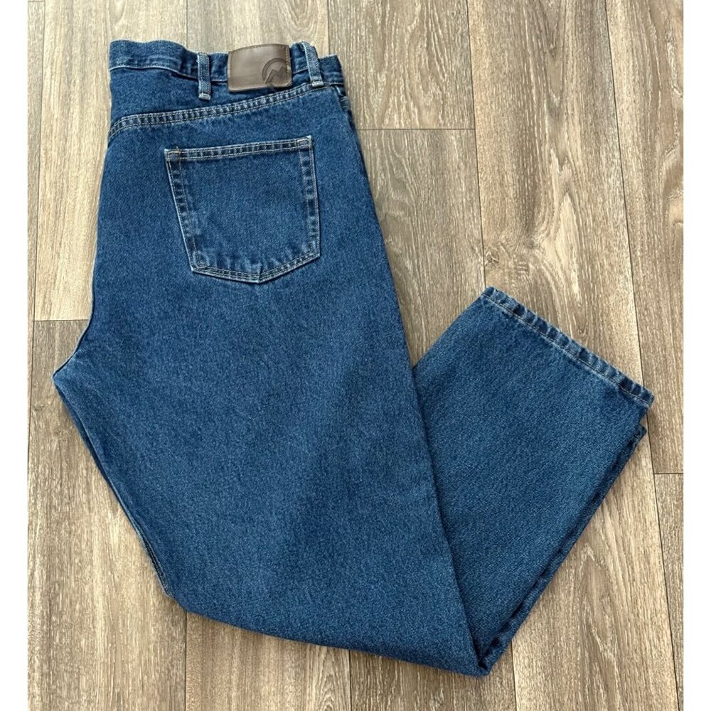 MAGELLAN MENS PLUS SIZE DENIM BLUE JEANS STRAIGHT LEG 42X30 100% COTTON WORK